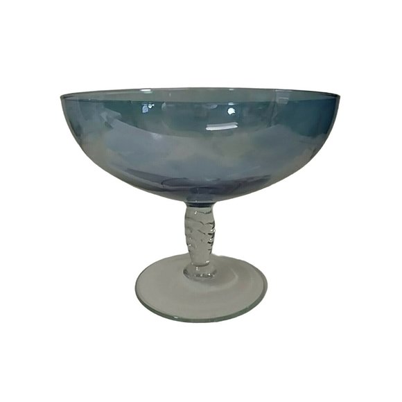 Dish Deep Compote Etched with Grapes on Twisted Stem - Picture 5 of 7